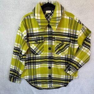 a.n.a. Green Plaid Shirt Womens Size M Jacket 4 Pockets Thick Flannel Shacket